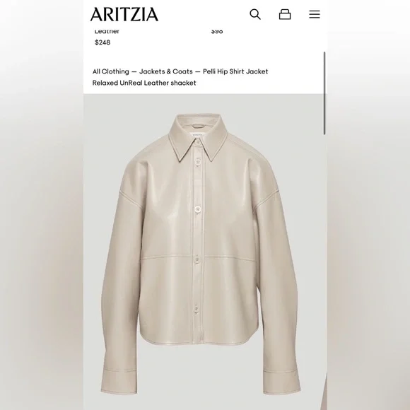 Aritzia Babaton Cream Pelli Shirt Jacket. Women’s Size XS - Picture 1 of 6